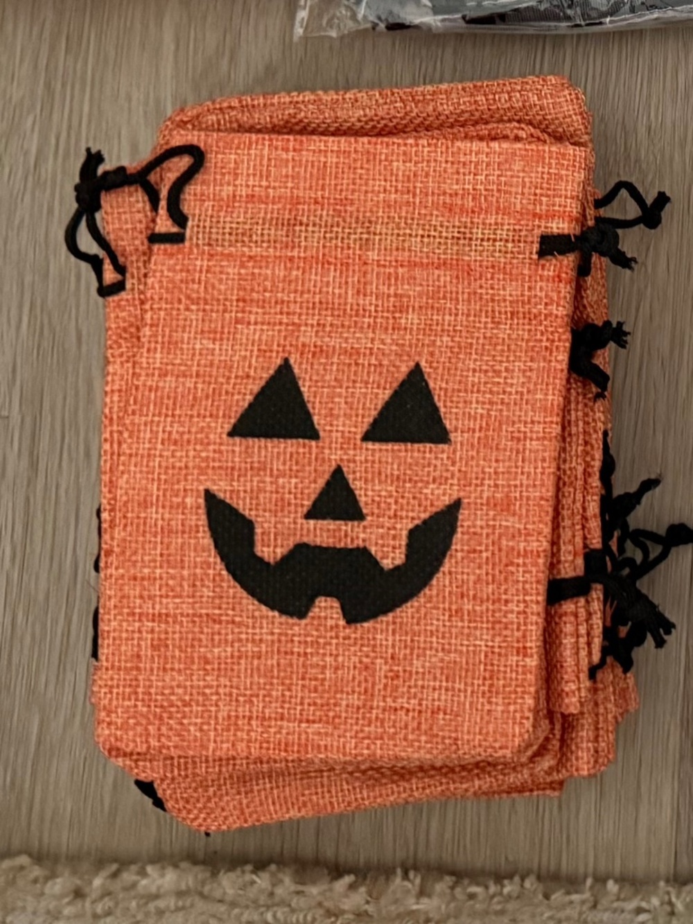 Burlap Drawstring Halloween Jack O Lantern Treat Favor Bags - 40 count